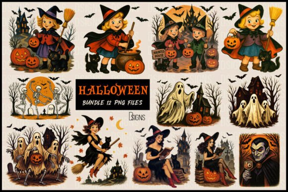 Download Vintage Halloween Clipart Png Bundle - Halloween clipart png Collection