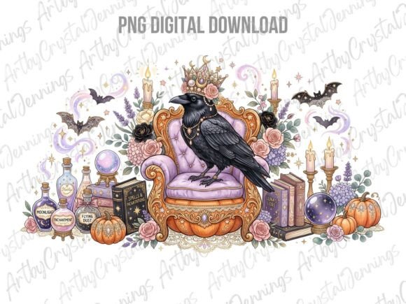 Download Royal Crow Witchy Halloween Clipart PNG - Halloween clipart png Collection
